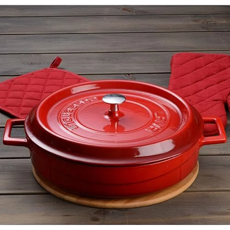 LAVA CASSEROLE MULTIFUNCTIONEEL 3.40 LTR LVYST28K2R RED/BLACK Gusseisen-Kochgeschirr für 3-4 Personen, 3-Schicht-Email-Beschichtung, Spülmaschinen- und handwaschbar – Bild 5