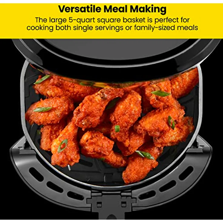 Chefman Digital Air Fryer, One-Touch Control, 4 Cooking Presets, Adjustable Time And Temperature, Fry With 98% Less Oil, LED Shake Reminder, Family Size, 4.75-Litre, Black – Bild 3