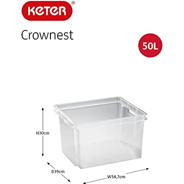 Keter Crownest Box 50 l, Transparent, 58.7 X 39 X 30 cm – Bild 3