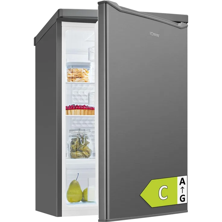 Bomann® VS 7258 inox, Kühlschrank ohne Gefrierfach, 126L, leise mit LED-Innenraumbeleuchtung und stufenloser Temperaturregelung, 85cm