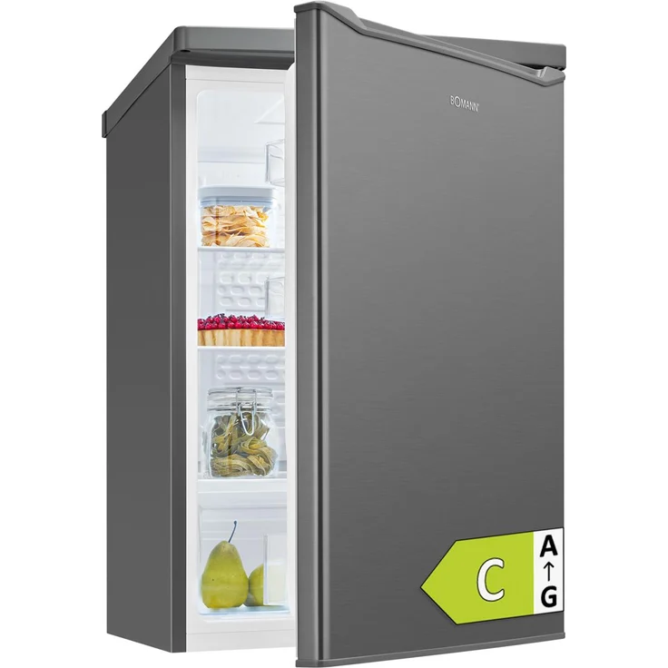 Bomann® VS 7258 inox, Kühlschrank ohne Gefrierfach, 126L, leise mit LED-Innenraumbeleuchtung und stufenloser Temperaturregelung, 85cm