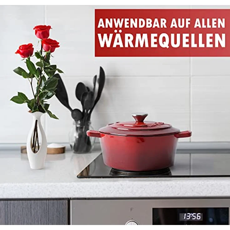 MIAMIO Emaille Gusseisen Topf in Herzform, 3 Liter, 24 cm, geeignet für alle Herdarten inkl. Induktion, ideales Geschenk zu Weihnachten – Bild 3
