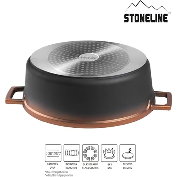 STONELINE Bräter, Aluguss-Bräter in Roségold mit Aroma-Regen und Antihaftbeschichtung – Bild 3
