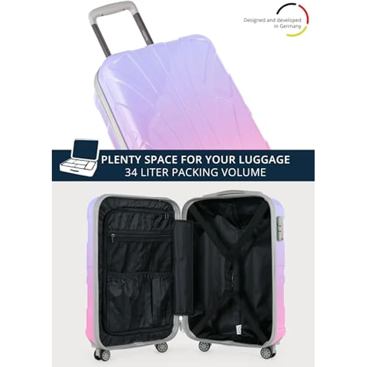 suitline Handgepäck Hartschalen-Koffer Trolley Rollkoffer, 55 cm, 34 Liter, PC glänzend, Gradient Design Sakura – Bild 5
