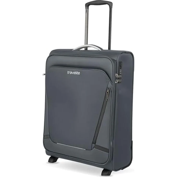 Travelite Jetpack Handgepäck Koffer, 55x40x20 cm, 41 l, 2,2 kg, anthrazit, integriertes Zahlenschloss, 2 Rollen, Aufsteckfunktion für Condor + Ryanair – Bild 1