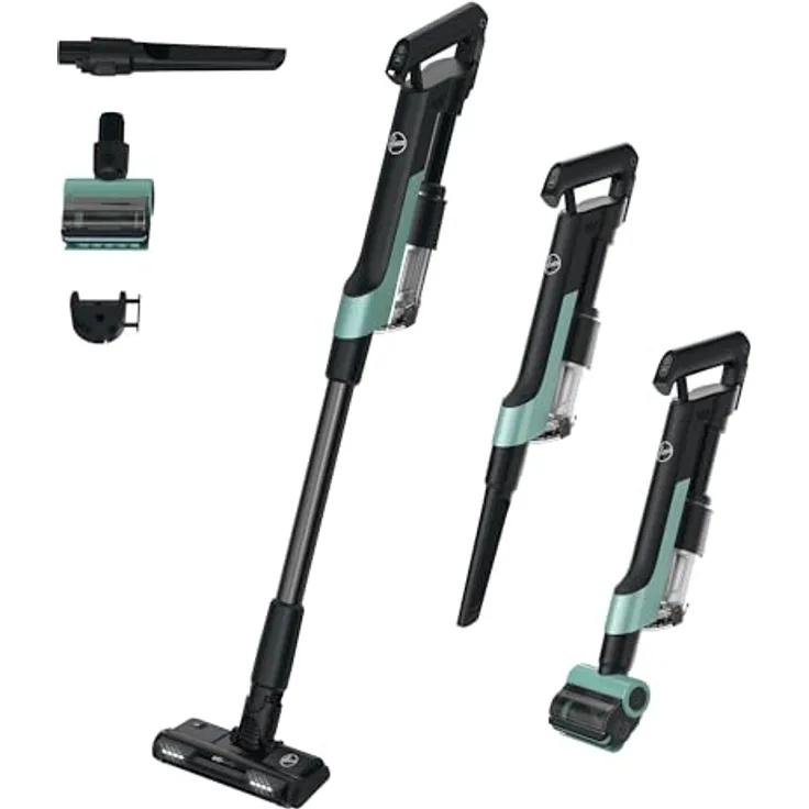 Hoover HF210P1 011 Akku Staubsauger für Tierhaare, LED & Hartbodendüse, 2in1 Pet Staubsauger kabellos mit Verdichtungs-Funktion, 500 POWERTIME in Blau