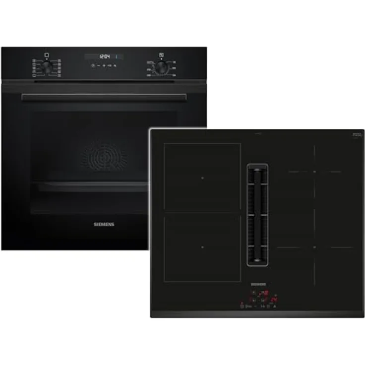 Siemens Set EQ526EA6BZ, Backofen HB237GBB3 Deep Black Inox mit 7 Backofenfunktionen und Induktionskochfeldabzug ED651BS16E, 60 cm, Abluft-/Umluftbetrieb