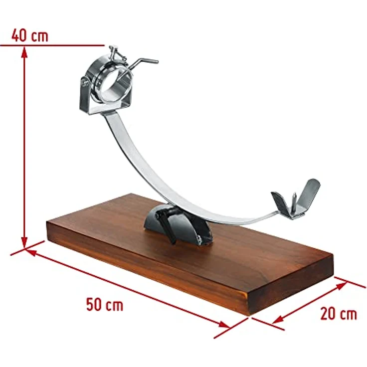 Nerthus FIJ 853 Jamonero Giratorio con Cabezal telescópico y base ajustable FIJ 853 Drehkopf Boden Schinkenhalter mit drehbarem Kopf und verstellbarer Basis, Holz Edelstahl, Braun – Bild 4