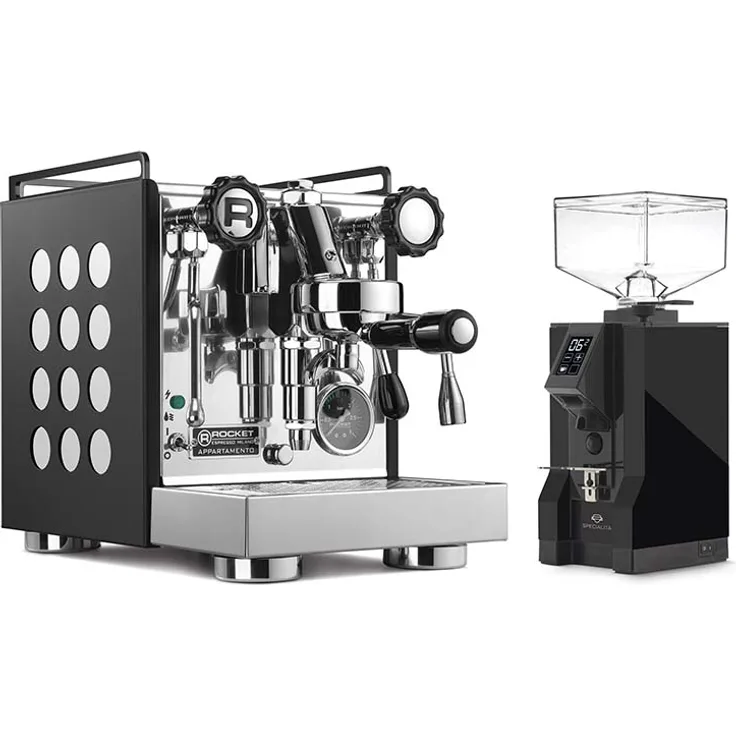 Bundle Rocket Espresso Appartamento black-white + Eureka New Mignon Specialità Black 15BL