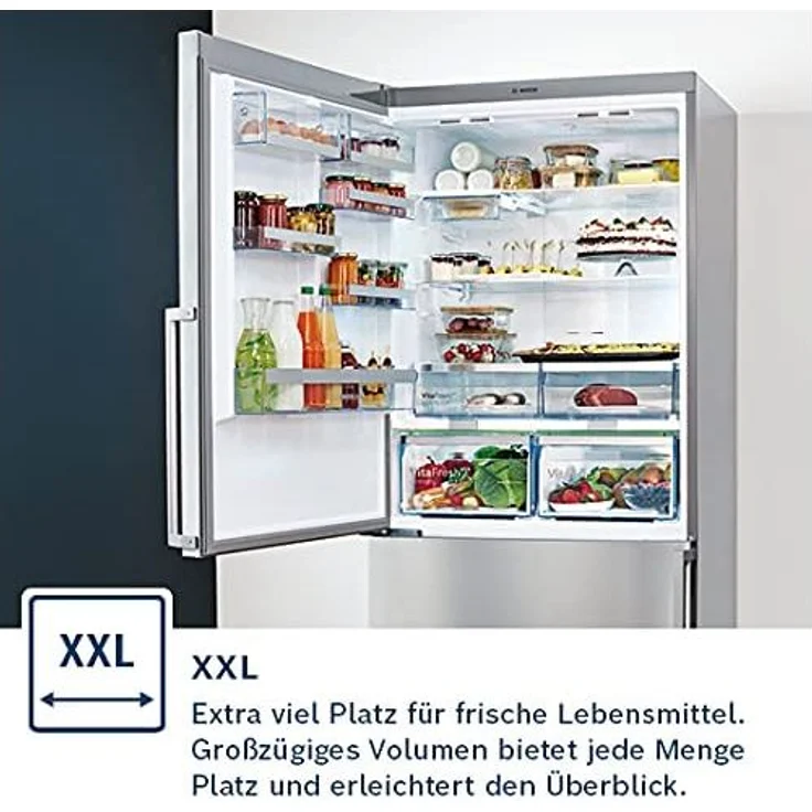 Bosch KGN49XIDP Kühl-Gefrierkombination, freistehend, silber, NoFrost, Schnellkühlen und -gefrieren, multiAirflow, LED, Breite 70 cm, Energieklasse D – Bild 4