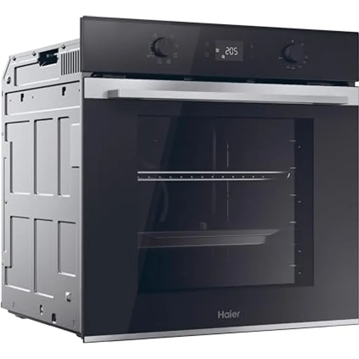 Haier ID SERIE 2 H6 ID2P3T1HTX Einbau-Backofen, 60 cm, A+, 78 L Volumen, Umluft mit Grill, Hydrolyse-Reinigung, Edelstahl und Schwarz