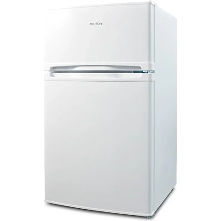 MEDION Mini Kühl-Gefrierkombination (85 Liter, 61L Kühlteil, 24L Gefrierteil, freistehend, 40 dB, transparente Gemüseschublade, Türanschlag wechselbar, MD 37689) weiß - Preisvergleich – Bild 5