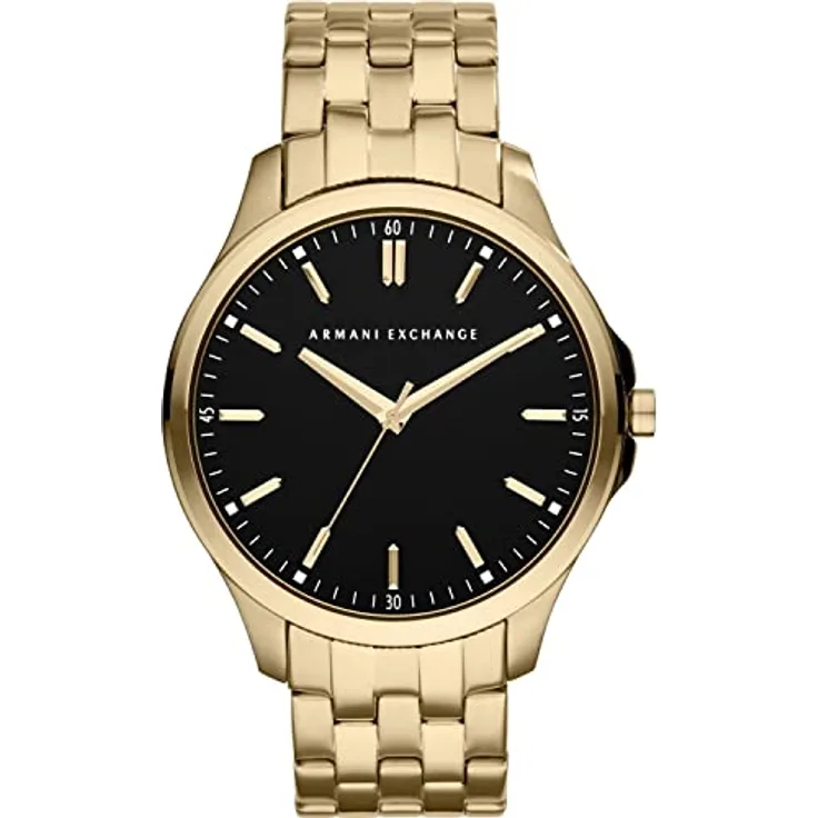 Armani Exchange Uhr für Herren , Dreizeigeruhrwerk, 45mm GoldEdelstahlgehäuse mit Edelstahlarmband, AX2145