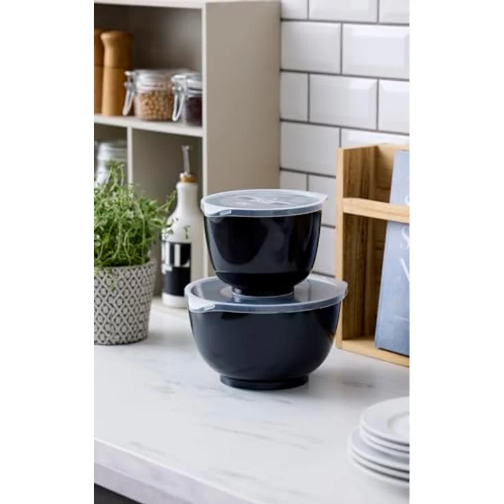 Rosti Margrethe Schüssel Set, Rührschüssel Set, 4-teilig, Teigschüssel aus Recycelbarem Kunststoff, 1,5 Liter und 3 Liter, Carbon Black – Bild 3