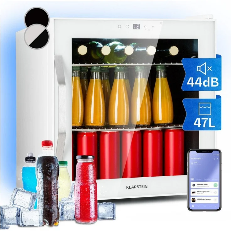 Klarstein Table Top Kühlschrank HEA-Coachella 50-wh 10045041, Bierkühlschrank mit WiFi, Balanced Light Concept, 47 Liter, Glas- und Edelstahl, 51 cm hoch, 47.5 cm breit – Bild 1