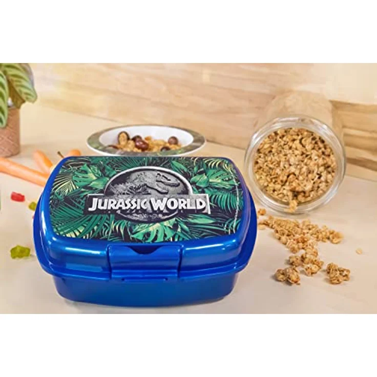 Jurassic World - Brotdose für Kinder mit Dinosaurier-Motiv, Lunch-Box aus Kunststoff mit einem Fach und Clip-Verschluss, ideal für das Pausenbrot in der Schule – Bild 5