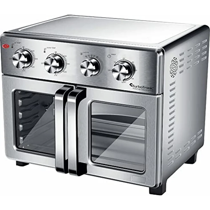TurboTronic digitaler Heißluftofen - XXL 32 Liter mit Drehspieß für Hähnchen 4in1 Mini Backofen & Power Heißluftfritteuse Airfryer ab 80°C – Bild 5