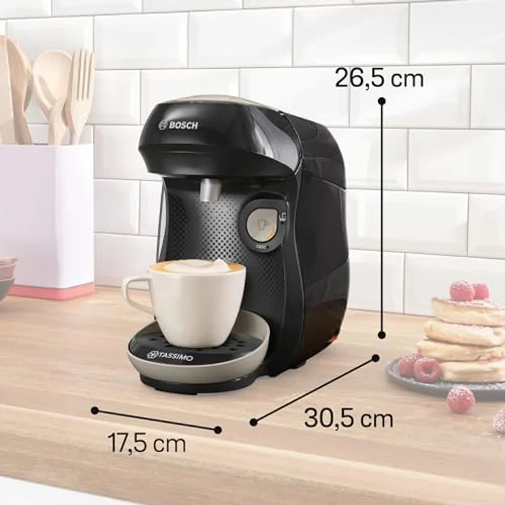 TASSIMO Tassimo happy friendly TAS109E Kapselmaschine, über 70 Getränke, platzsparend, Recycled black – Bild 2