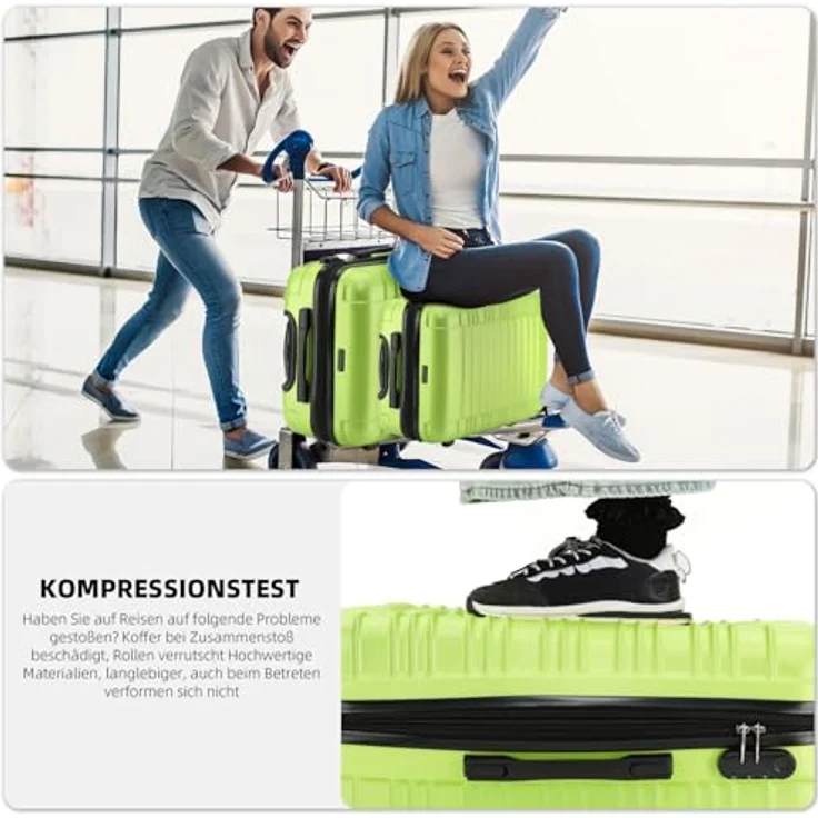BEIBYE Hartschalen Koffer Set, 3-teilig mit Zwillingsrollen und erweiterbarem Stauraum, grün – Bild 4