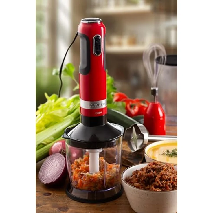 Ariete 0602/00 0,7 l Pürierstab 1000 W Rot, Leistungsstarker 1000 Watt Motor für effizientes Pürieren und Zerkleinern – Bild 5