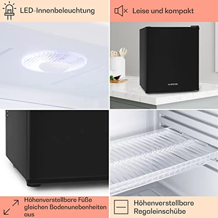 Klarstein Mini Kühlschrank 30L, leiser Skincare Kühlschrank für Getränke & Kosmetik, verstellbare Ablagen, 5-15°C, ideal für kleine Räume – Bild 5
