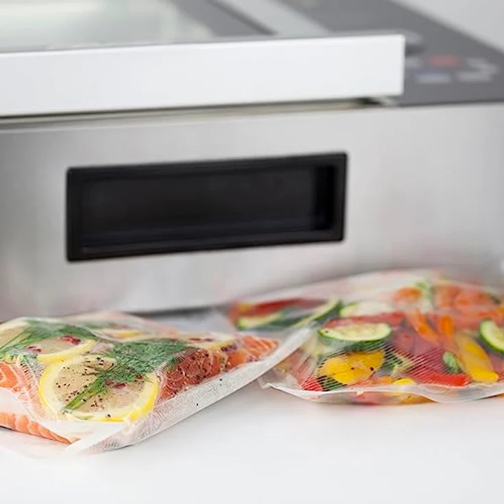 Caso VacuChef Slim-Line - Kammervakuumierer aus Edelstahl, Ultra flaches Design, starke Vakuumpumpe 72 Liter-Minute, inkl. 30 Profi Folienbeutel – Bild 3