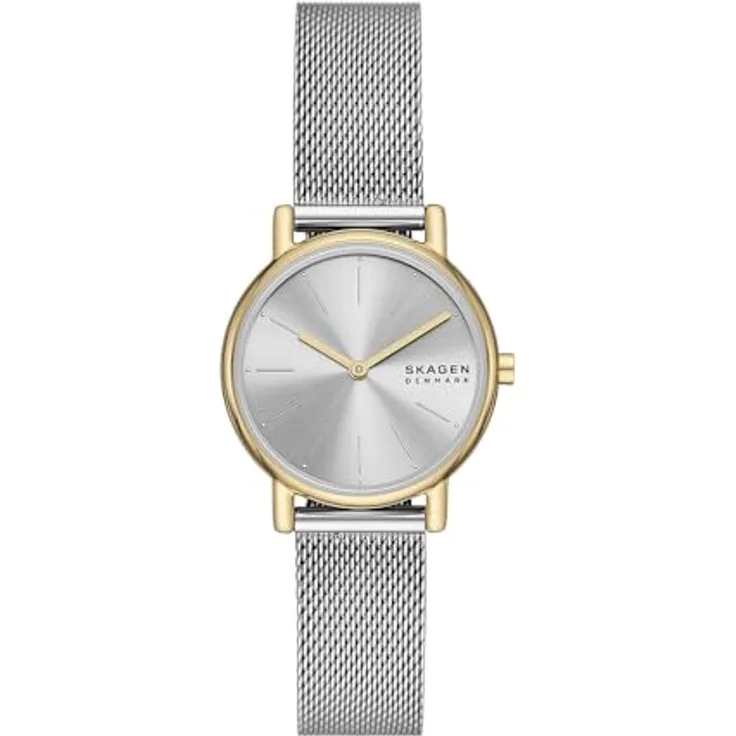Skagen Damen Analog Quarz Uhr mit Edelstahl Armband SKW3153SET, 30-mm-Gehäuse, silbernes Milanaiseband