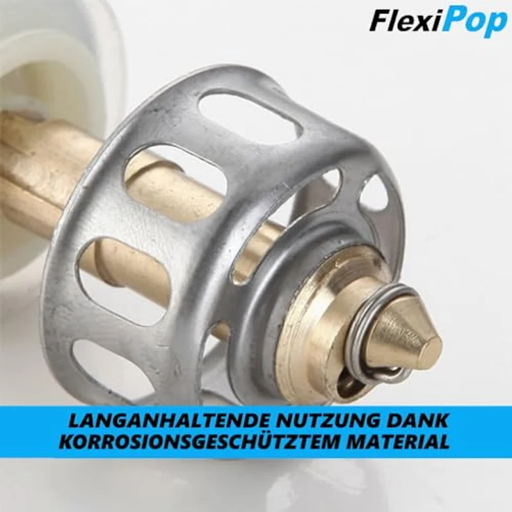 FlexiPop Abfluss Stopfen Abflussstopper Stöpsel Waschbecken, POP UP Stöpsel Ablaufgarnitur Filter Ablauf Garnitur Sieb 35mm – Bild 4
