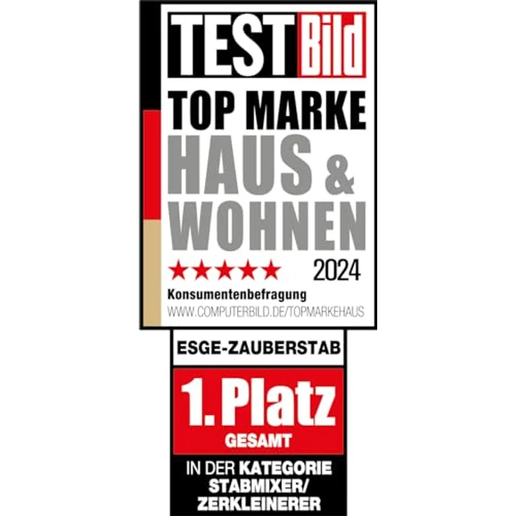 ESGE Zauberstab Stabmixer ESGE-Zauberstab 902105 Set E120 Select, AC-Motor "Made in Switzerland", 7.000/10.000 U/min, Multimesser, Schlagscheibe, Wandhalterung, Weiß/Rot – Bild 5