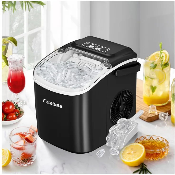 7MAGIC Eiswürfelmaschine 1,2L, tragbarer Eiswürfelbereiter mit 2 Eisgrößen, niedrigem Energieverbrauch und Geräuschpegel von 23 dB, inklusive Eisschaufel