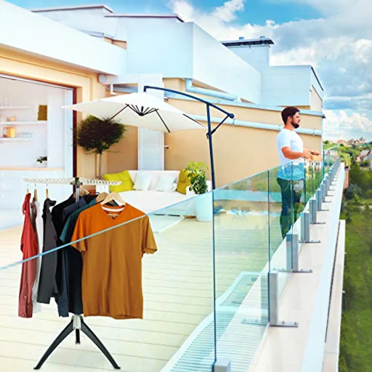 Relaxdays Hemden Wäscheständer, für 33 Kleiderbügel, klappbar, platzsparend, Bügelwäscheständer HBT: 128x66x66 cm, weiß, 1 Stück – Bild 3