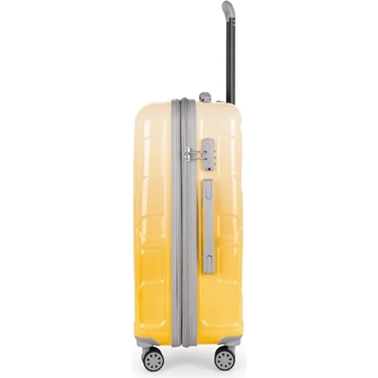 suitline Hartschalen-Koffer Trolley Rollkoffer, TSA, 66 cm, ca. 58 Liter, glänzend, Safari Sunrise, erweiterbar, leichtgängig mit Doppelrollen – Bild 3