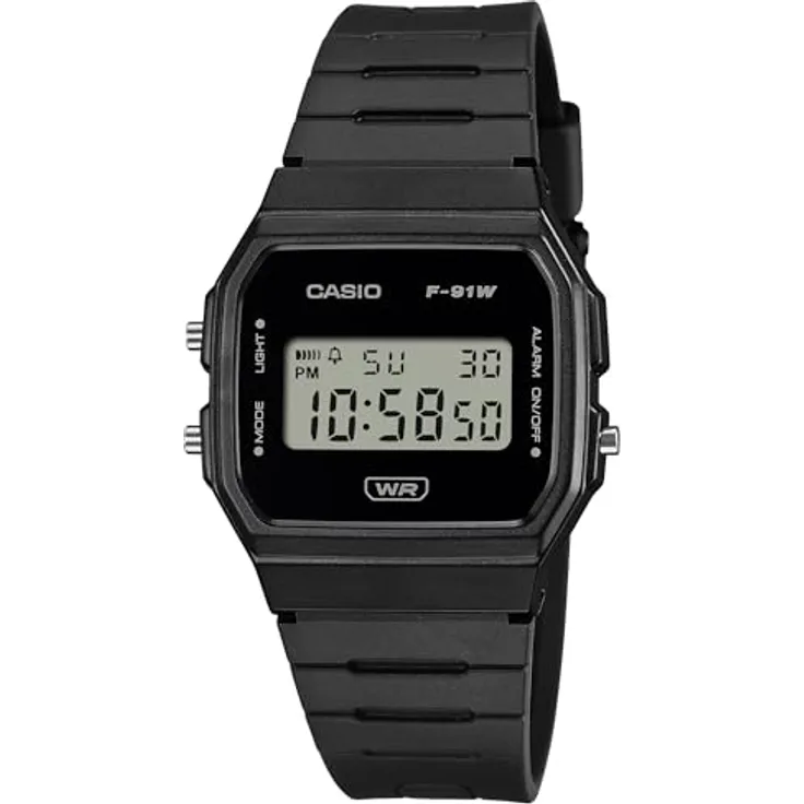 Casio Watch F-91WB-1AEF, Digitaluhr mit Kalenderfunktion und Schwarzem Kunststoff Band
