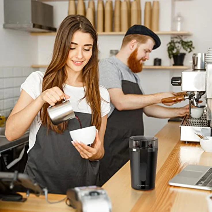 Aigostar Elektrische Kaffeemühle Mahlgrad Einstellbar BPA Frei Caffe Grinder Mixer Mühle Zerkleinerer für Kaffeebohne Leinsamen Nuss Gewürze Getreide 60g 200W – Bild 2