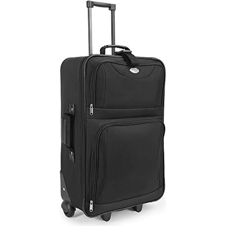 Deuba Trolley Kofferset Reisetaschen Set Kulturbeutel Netzfach Rollen Teleskopgriff Koffer Reisetasche mit Rollen schwarz – Bild 5