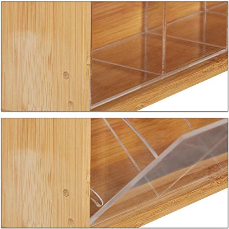 relaxdays Teebox Bambus zum Aufhängen, 5 Fächer für ca. 50 Teebeutel, natur – Bild 6