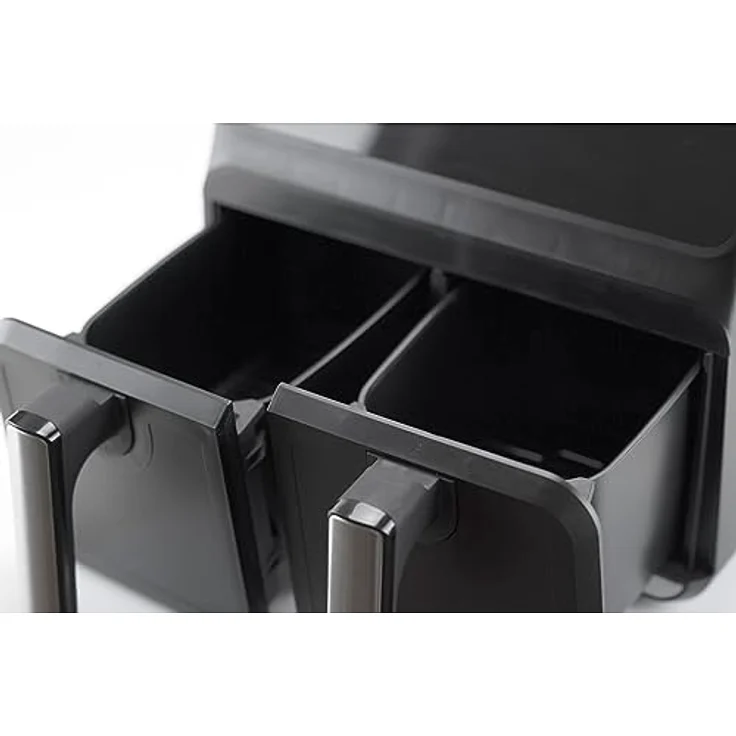 Jocca Doppelte ölfreie Fritteuse 4L + 4L, Heißluftfritteuse in Schwarz mit LED-Display, 1700 W – Bild 4