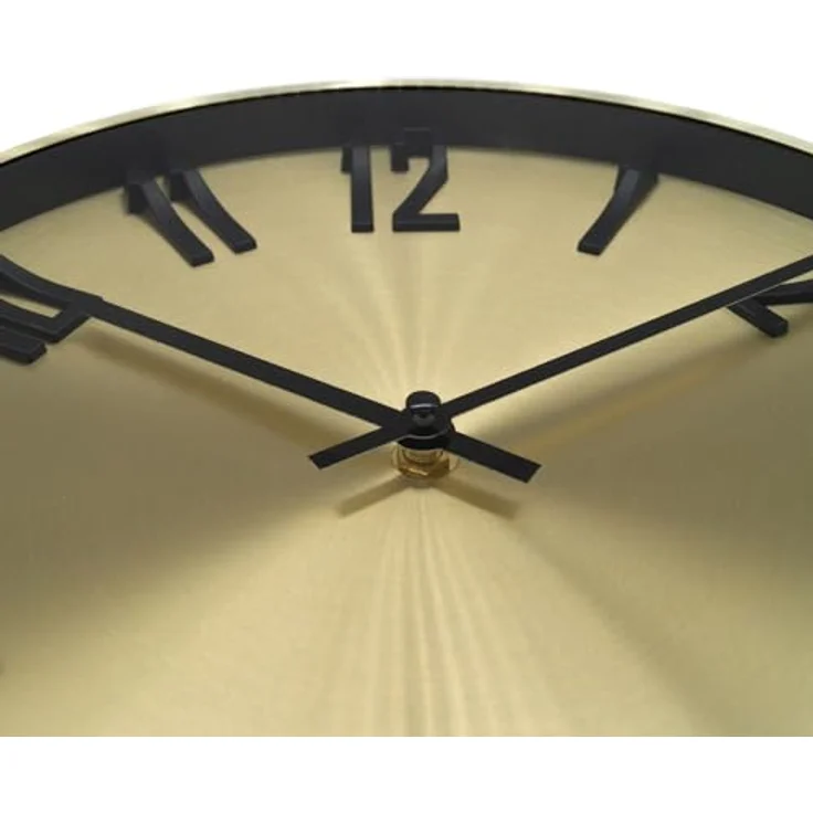 Aluminium Wanduhr ohne Tickgeräusche leise Metalluhr für Wohnzimmer Büro minimalistische 3D Metall Uhren (Goldoptik, Ø 30cm) – Bild 3