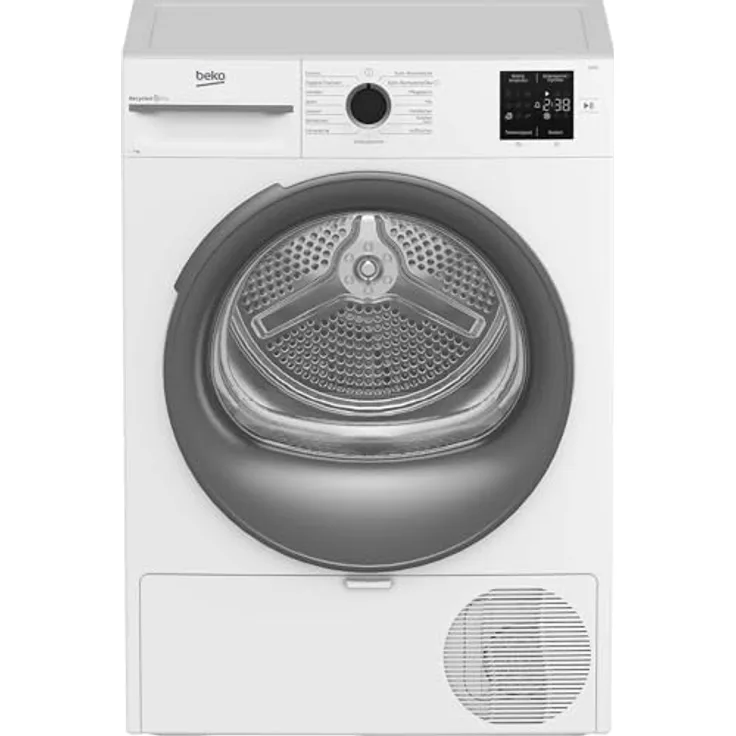 Beko BM3T37210W1 Wärmepumpentrockner, 7 kg, 15 Programme, Sensortrocknung, Säulenfähig, Aquawave Schontrommel, Weiß