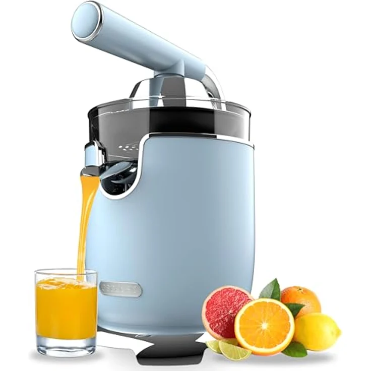 Cecotec Elektro-Zitruspresse - Xqueeze RetroJuice 1000 Blue, 1000W, Edelstahlfilter, 2 abnehmbare Konen, Hebel und Tropfstopp-System – Bild 1