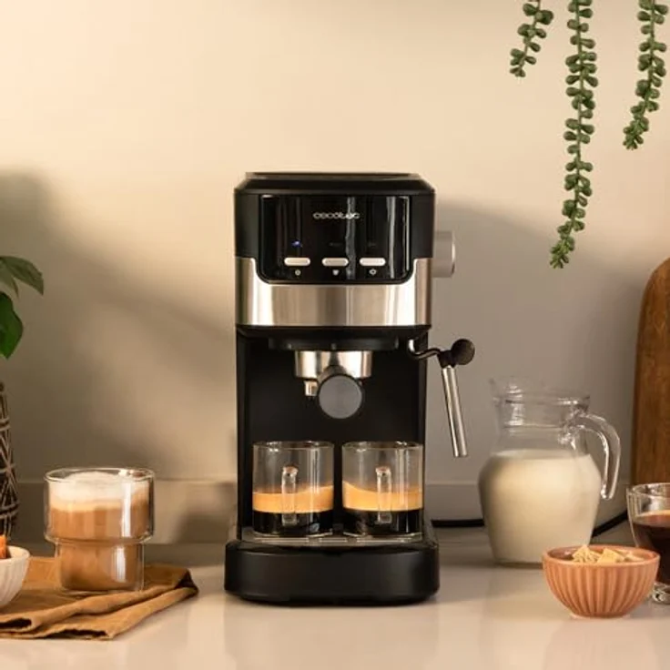 Cecotec Power Espresso 20 Pecan, Siebträgermaschine mit 1100 W, 20 bar Druckpumpe, Milchaufschäumer und 1,25 L Wassertank – Bild 2