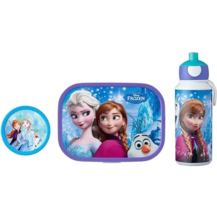 Mepal Campus Lunchset Frozen Sisters | Fruchtbox, Bentobox & Trinkflasche | Spülmaschinenfest & BPA-frei | 300, 400 & 750 ml | Mit Fächern, Gabel & Clip-Verschluss | Perfekt für Mahlzeiten – Bild 1