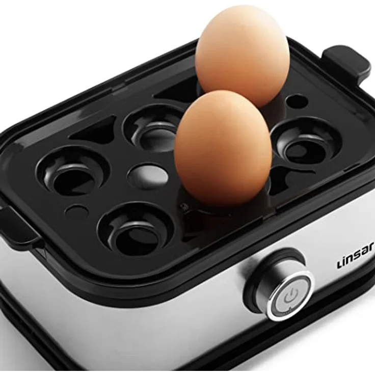 Linsar - Eierkocher - 6 Eier mit wählbarer Härte - Aus rostfreiem Edelstahl - Inkl. Eierlöffel mit Eierstanze - Spülmaschinenfest - 400 Watt – Bild 2