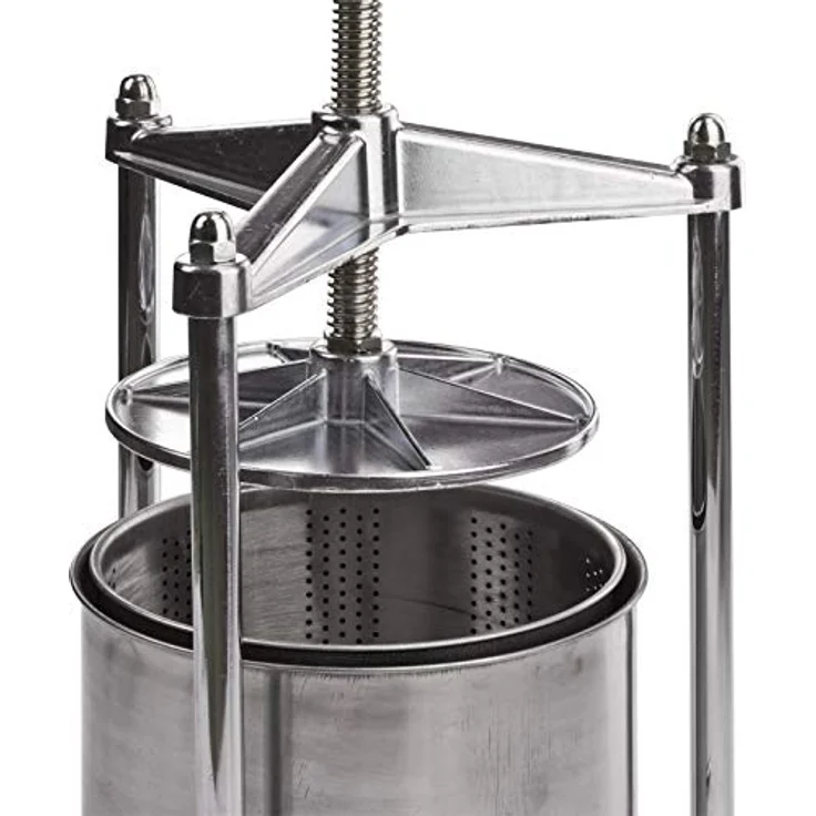 DEMA Edelstahl Obst- und Beerenpresse 5 L, mechanische Tischpresse mit pulverbeschichtetem Stahlrahmen und 2 Edelstahl-Körben – Bild 8