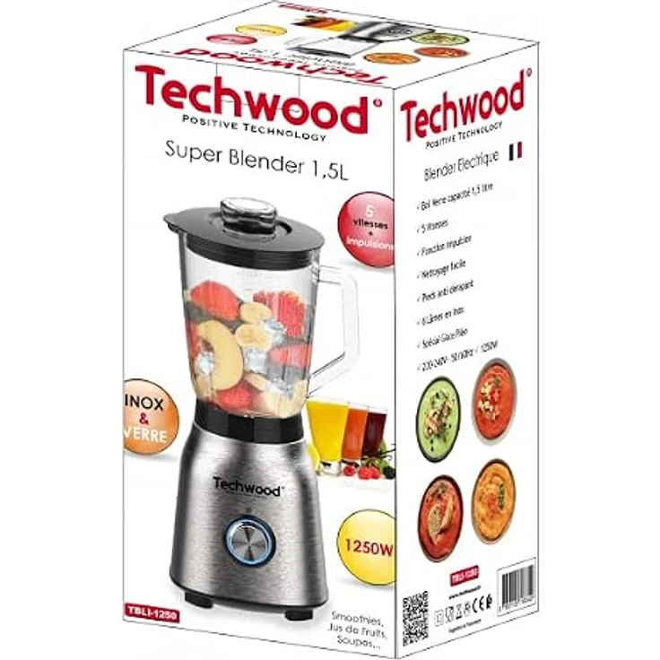 Techwood TBL-771 Standmixer, 2 Geschwindigkeitsstufen, 500 W, 1,5 l, Weiß – Bild 2