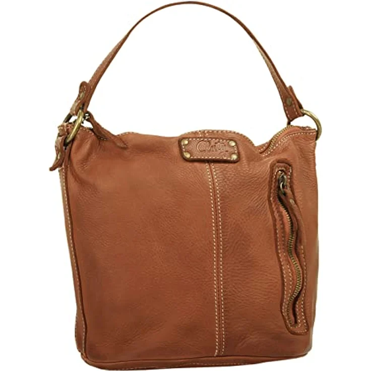 Cluty Umhängetasche, echt Leder, Made in Italy, 25 cm x 28 cm, mit Reißverschluss und abnehmbarem Schultergurt – Bild 3