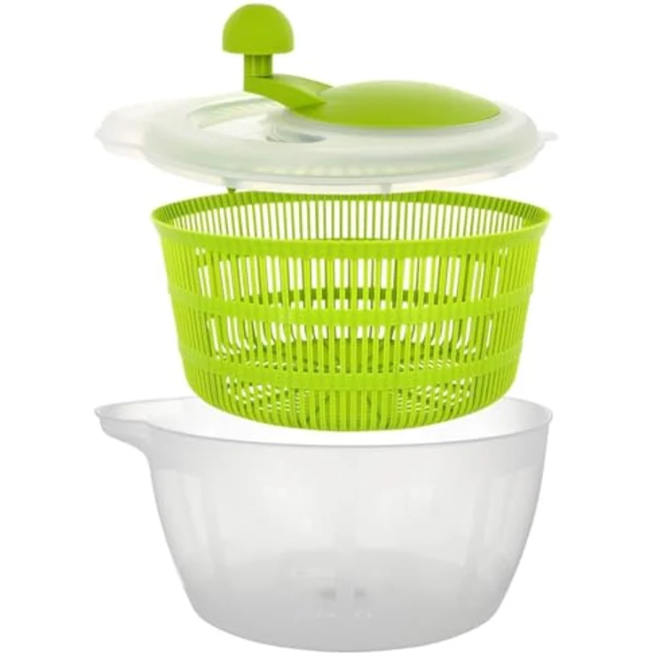 Westmark Salatschleuder, Kunststoff, Durchmesser: 26 cm, Höhe: 21,5 cm, Fassungsvermögen: 5 Liter, Fortuna, Transparent-Apfelgrün, 2432224A – Bild 6