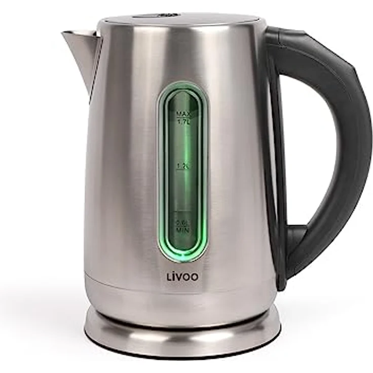 LIVOO DOD189 Wasserkocher mit Temperaturanzeige, 2200 Watt, 1,7 Liter, 360°-Basis, Temperatursteuerung 60°- 100°, Edelstahl – Bild 6