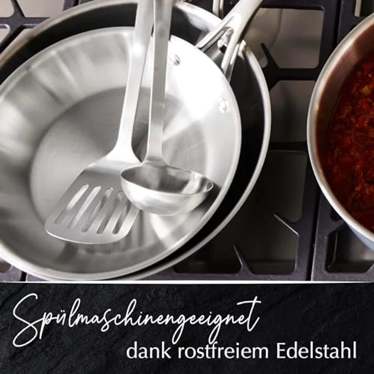 Stanley Rogers Küchenhelfer Set, 5-teiliges Premium Kochbesteck aus rostfreiem Edelstahl in Silber mit ergonomischen Griffen und platzsparender Aufbewahrung – Bild 5
