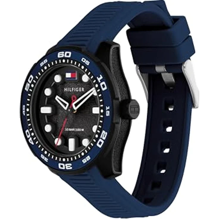 Tommy Hilfiger TH-Regatta, Analog-Quarzuhr für Jugendliche mit blauem Silikonarmband und drehbarer Aluminium-Lünette – Bild 2